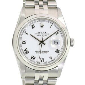 Rolex Datejust Mens Watch Stainless Steel White Roman Jubilee Band 16200 36mm
